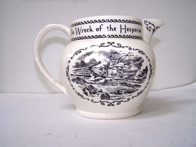 A Limited edition Reproduction Liverpool Pitcher depicting "THE WRECK OF THE HESPERUS ON THE REEF OF NORMAN'S WOE."